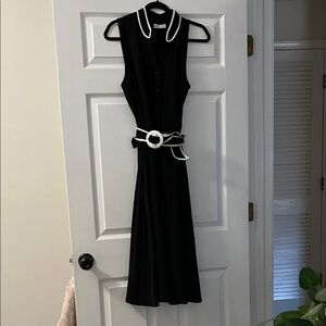 Croft & Barrow Black Midi Dress with White Trim